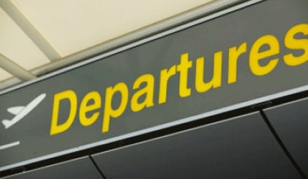Airport departure sign